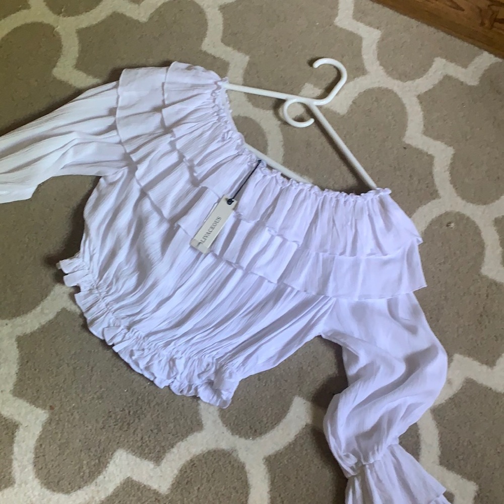 crop white long sleeve peasant top